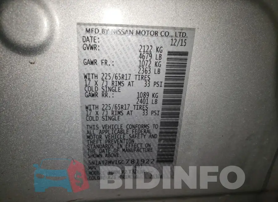 5N1AT2MV1GC781922 Photo# 13