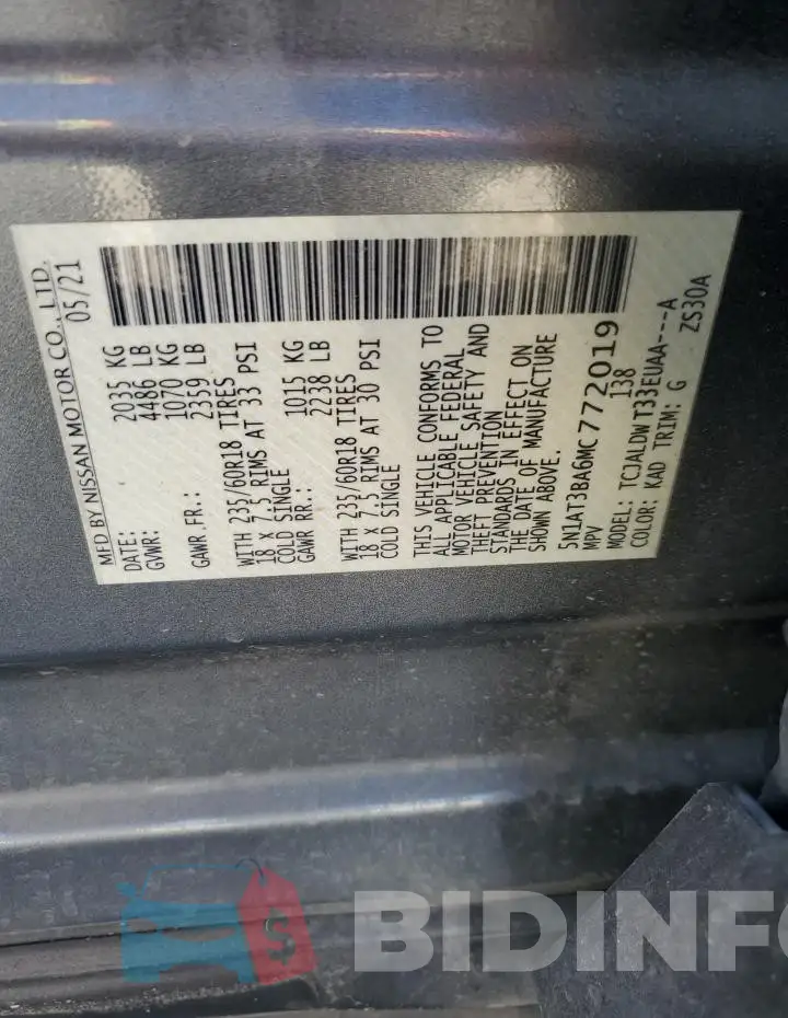 5N1AT3BA6MC772019 Photo# 13