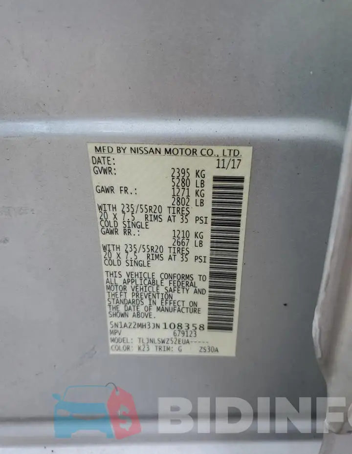 5N1AZ2MH3JN108358 Photo# 13
