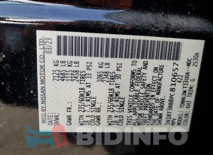 5N1BT3BB8PC810657 Photo# 14