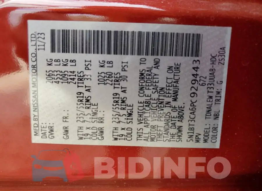 5N1BT3CA6PC929443 Photo# 14