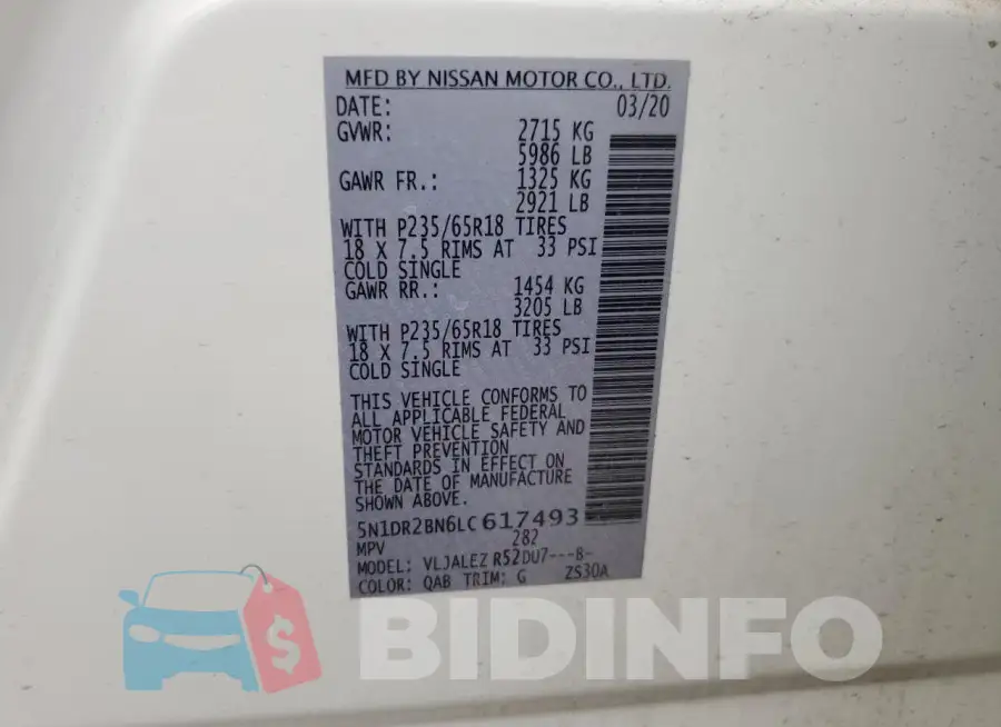 5N1DR2BN6LC617493 Photo# 13