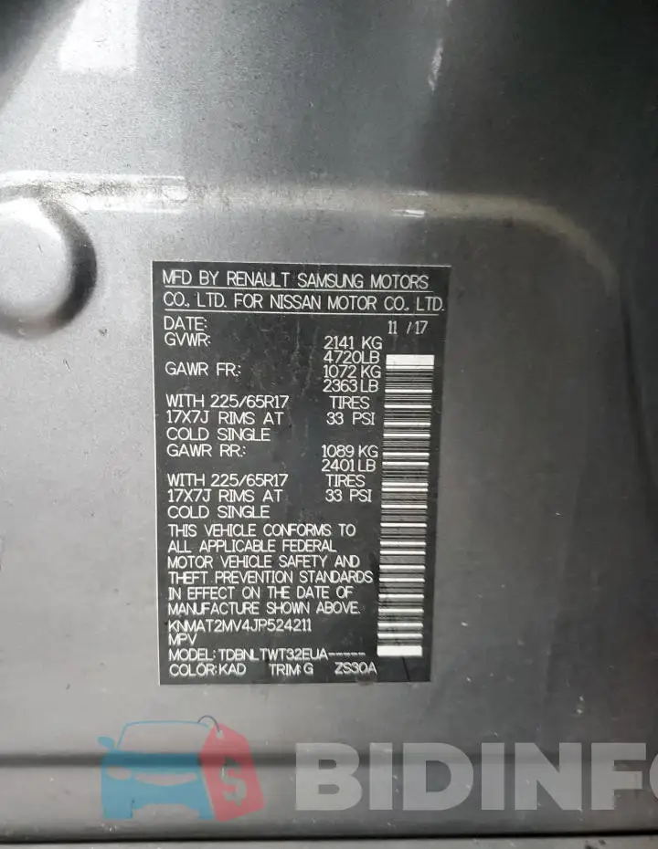 KNMAT2MV4JP524211 Photo# 12