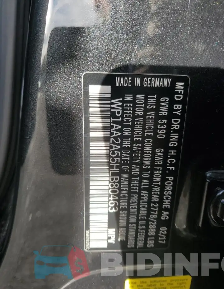 WP1AA2A55HLB80463 Photo# 14