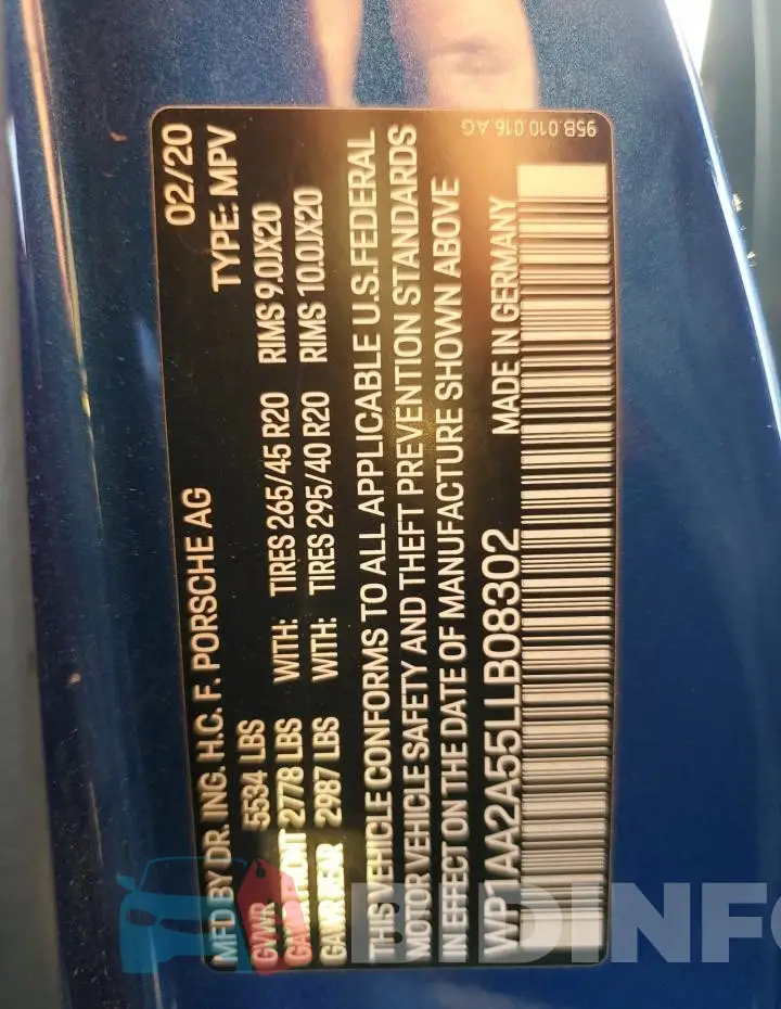 WP1AA2A55LLB08302 Photo# 13