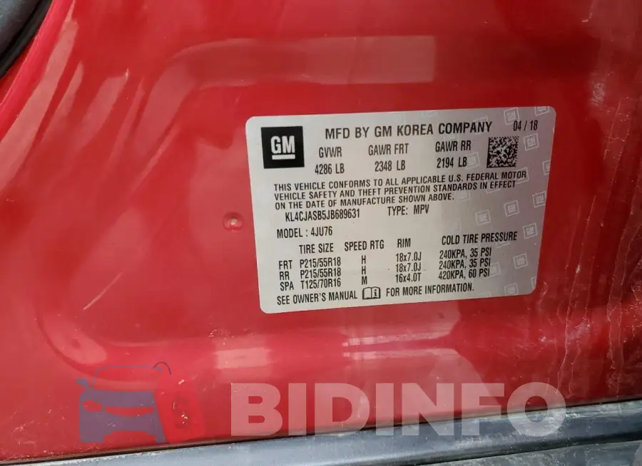 KL4CJASB5JB689631 Photo# 13