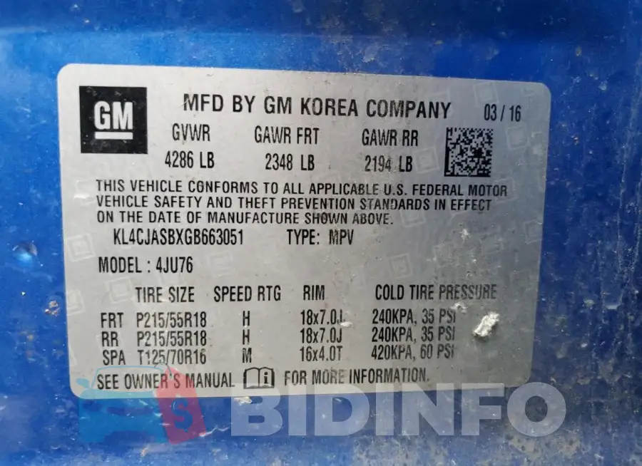 KL4CJASBXGB663051 Photo# 13