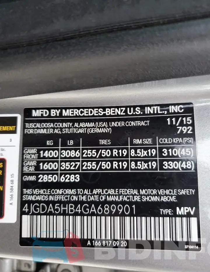 4JGDA5HB4GA689901 Photo# 13