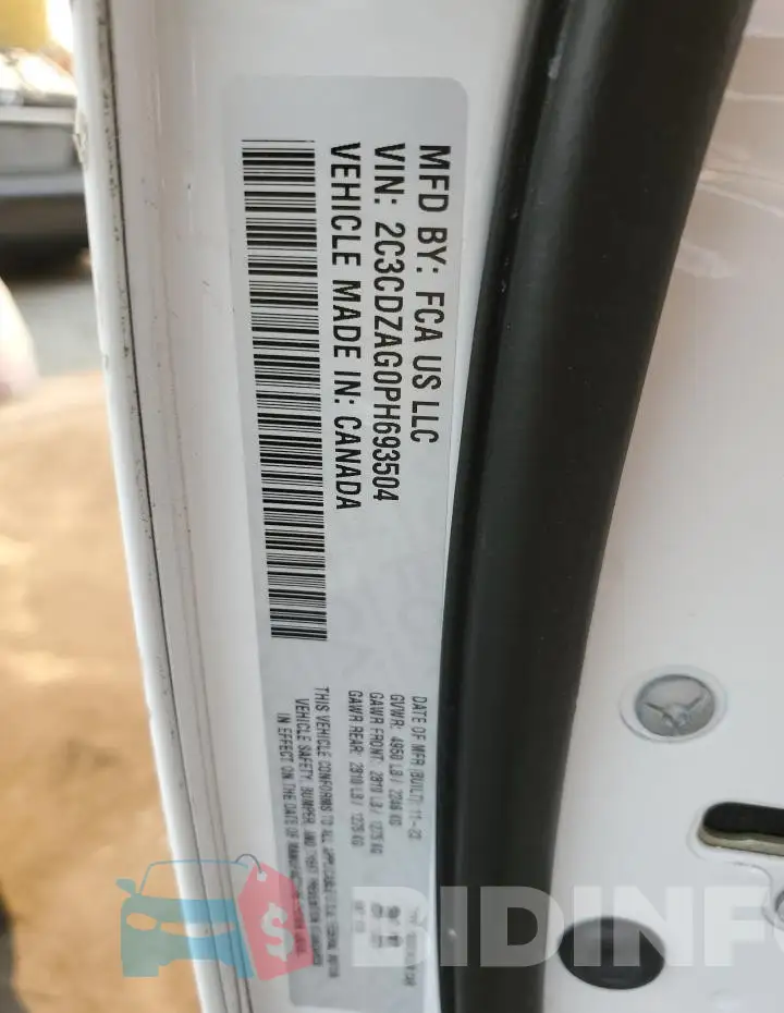 2C3CDZAG0PH693504 Photo# 12