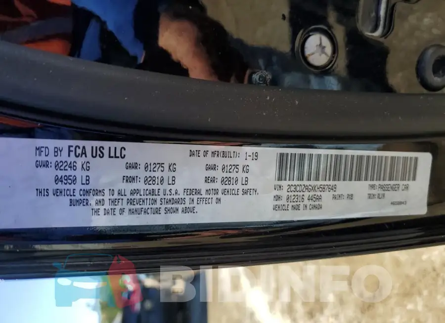 2C3CDZAGXKH587649 Photo# 12