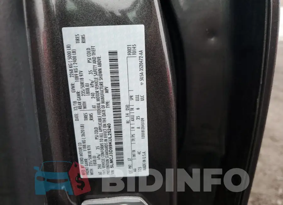 5LMCJ3D99KUL25240 Photo# 12