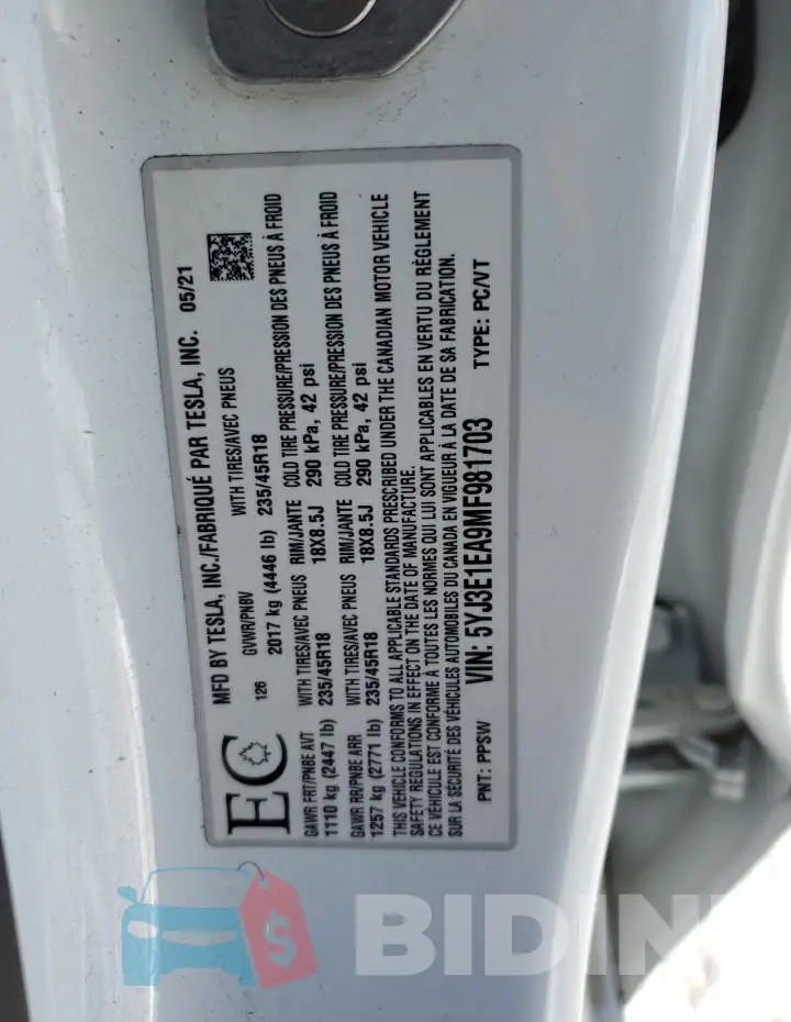 5YJ3E1EA9MF981703 Photo# 12