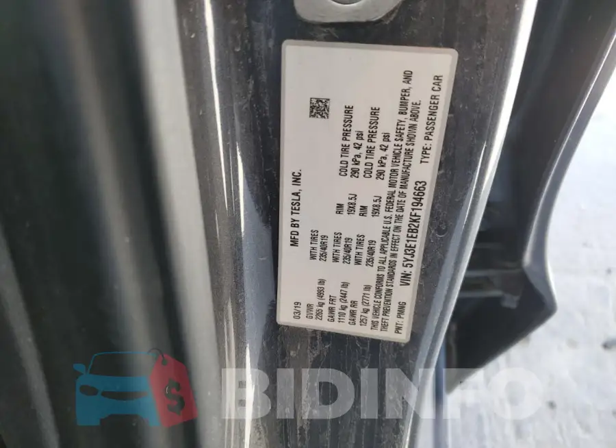 5YJ3E1EB2KF194663 Photo# 12