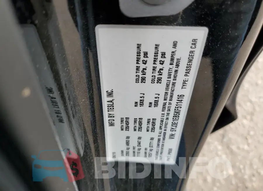 5YJ3E1EB5KF511416 Photo# 13
