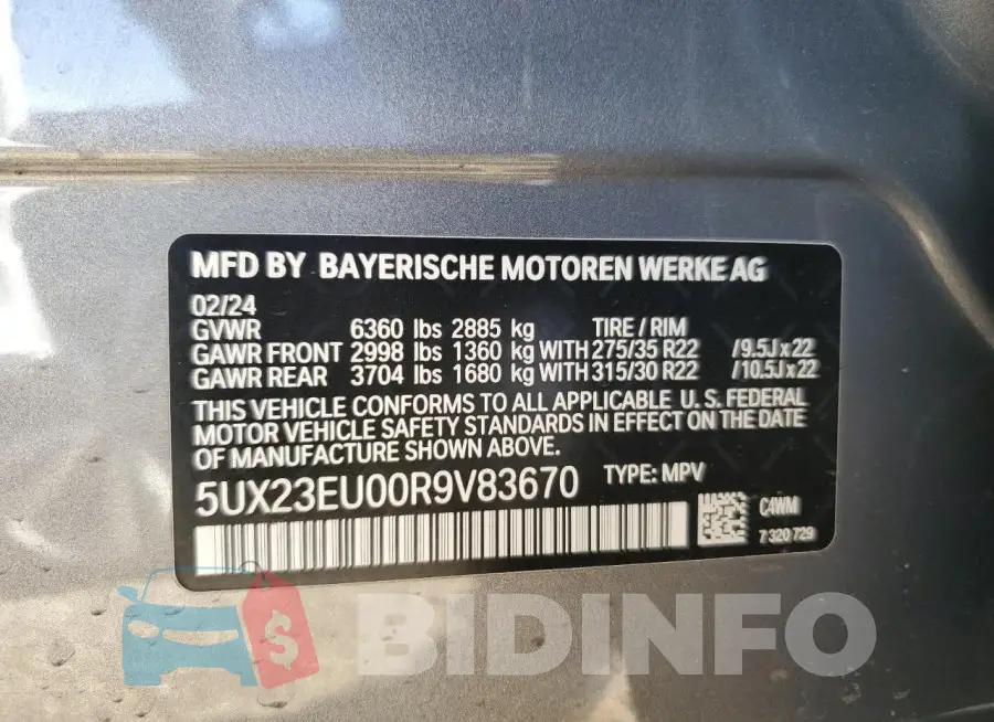 5UX23EU00R9V83670 Photo# 13