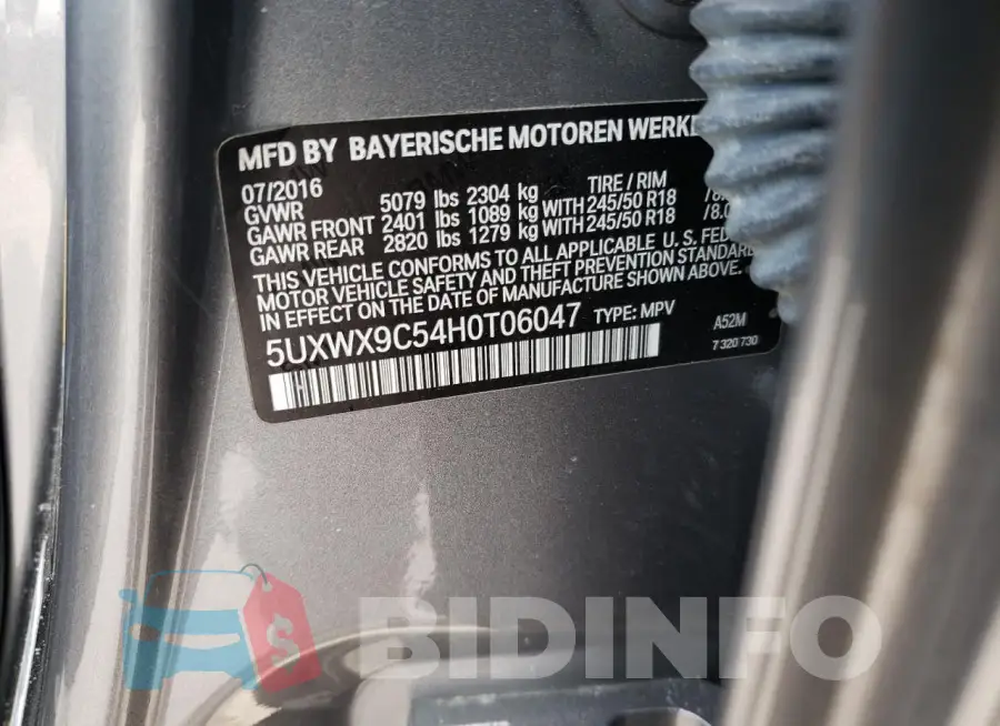 5UXWX9C54H0T06047 Photo# 12