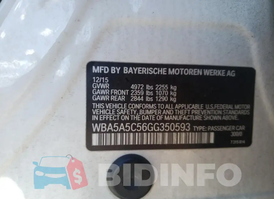 WBA5A5C56GG350593 Photo# 12