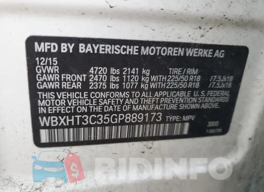 WBXHT3C35GP889173 Photo# 13