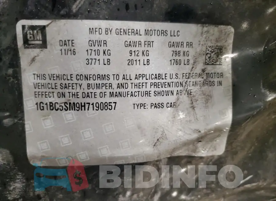 1G1BC5SM9H7190857 Photo# 13