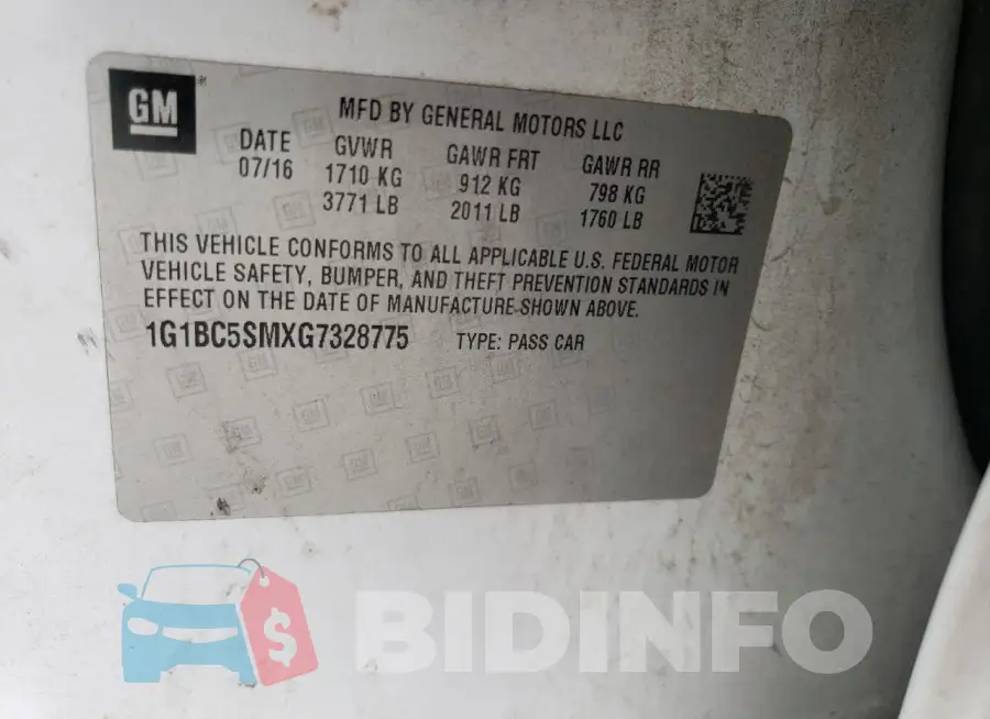 1G1BC5SMXG7328775 Photo# 12