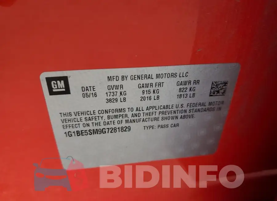 1G1BE5SM9G7281829 Photo# 13