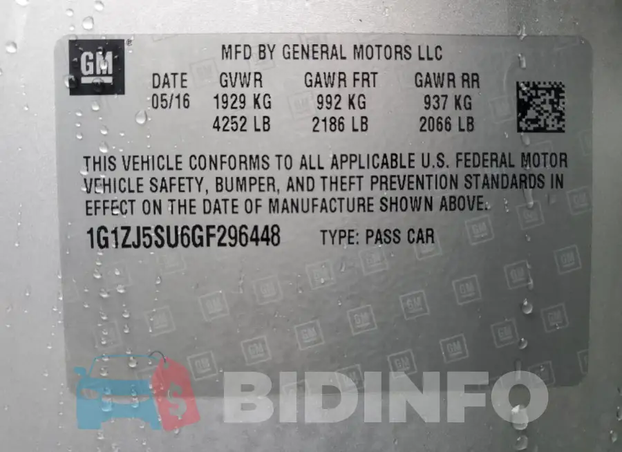 1G1ZJ5SU6GF296448 Photo# 12