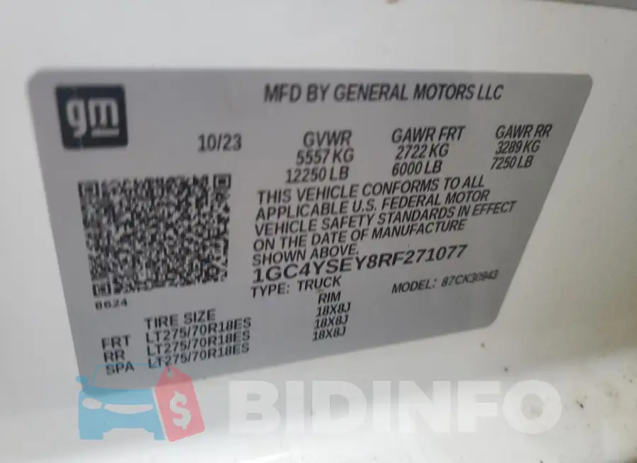 1GC4YSEY8RF271077 Photo# 12