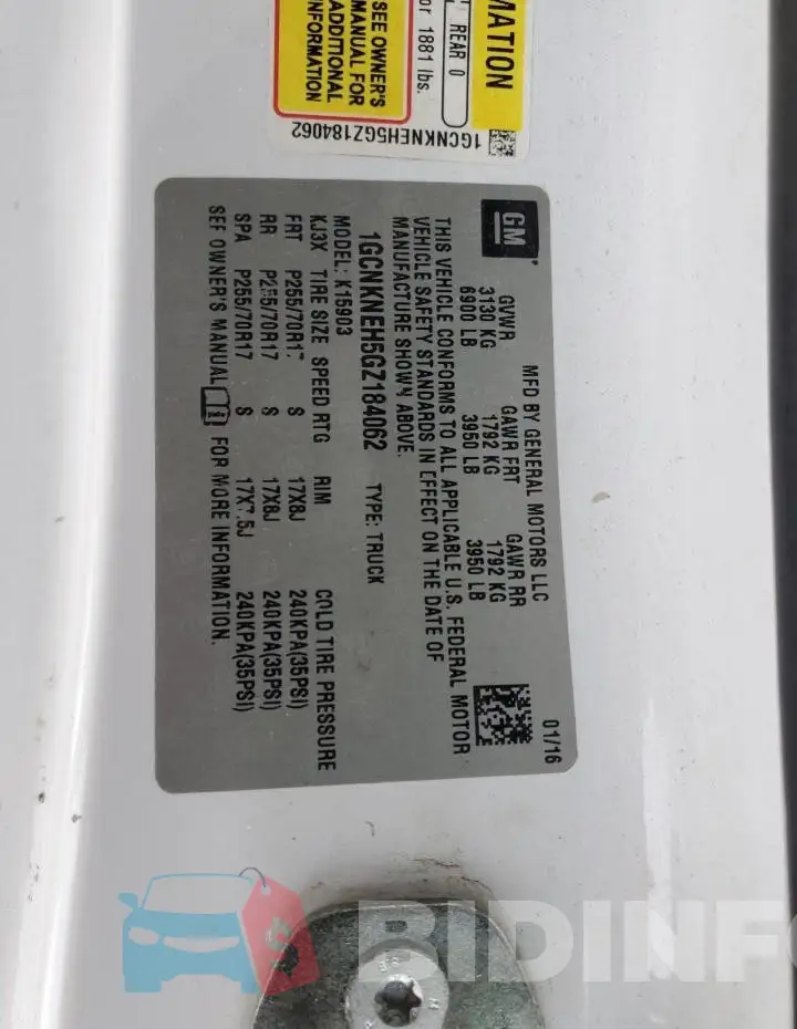 1GCNKNEH5GZ184062 Photo# 13
