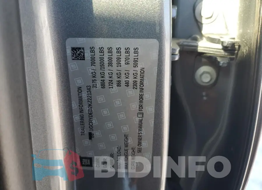 1GCRYDED2KZ221343 Photo# 12