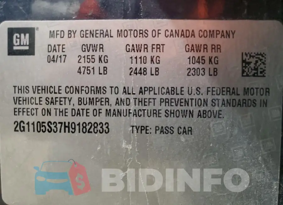 2G1105S37H9182833 Photo# 12