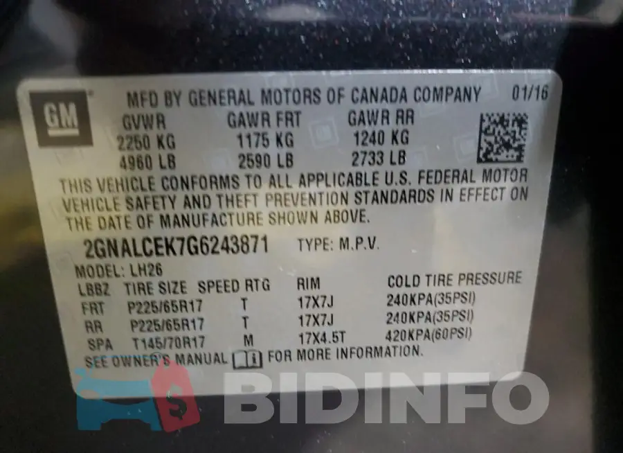 2GNALCEK7G6243871 Photo# 12