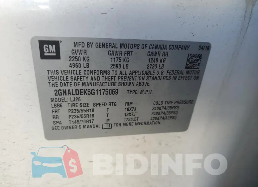 2GNALDEK5G1175069 Photo# 13