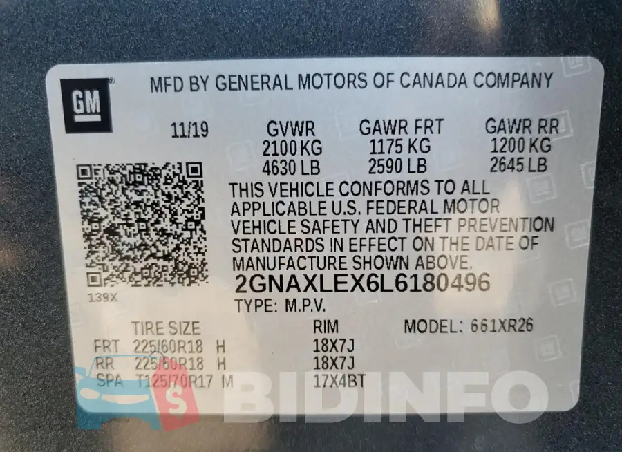 2GNAXLEX6L6180496 Photo# 13