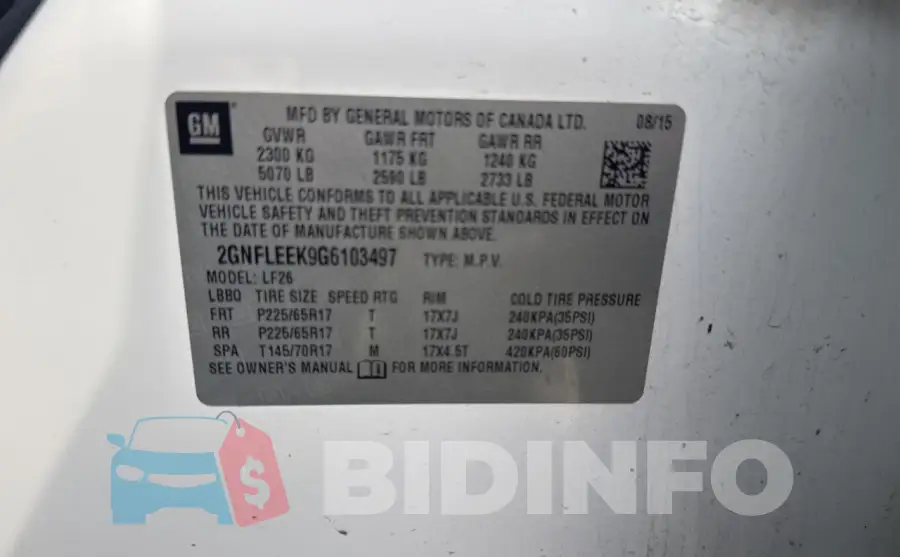 2GNFLEEK9G6103497 Photo# 10