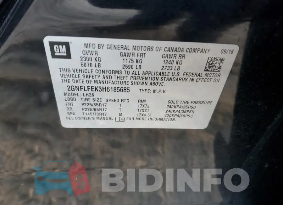 2GNFLFEK3H6185685 Photo# 13