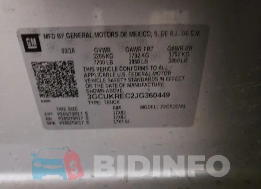 3GCUKREC2JG360449 Photo# 12