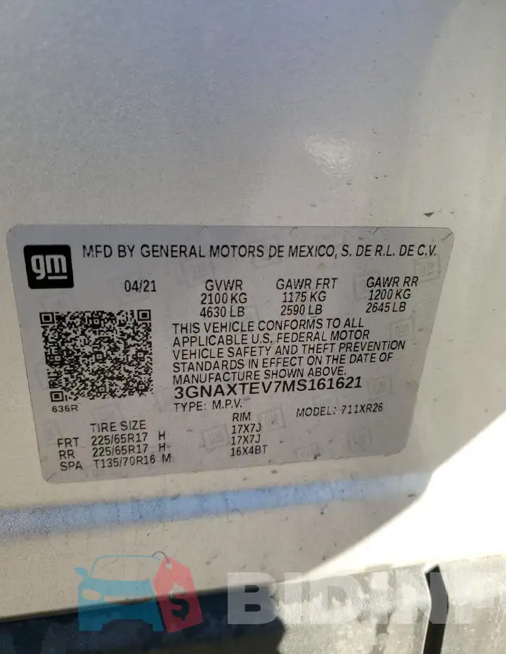 3GNAXTEV7MS161621 Photo# 13