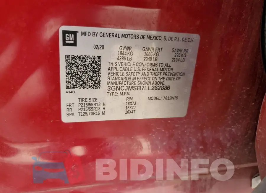 3GNCJMSB7LL262886 Photo# 14