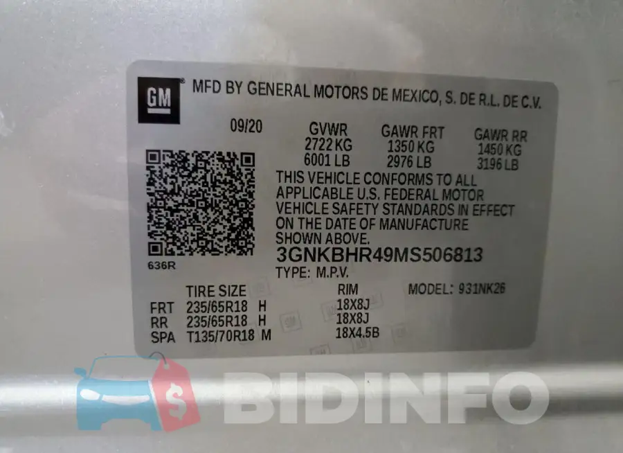 3GNKBHR49MS506813 Photo# 14