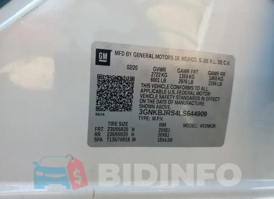 3GNKBJRS4LS644909 Photo# 12