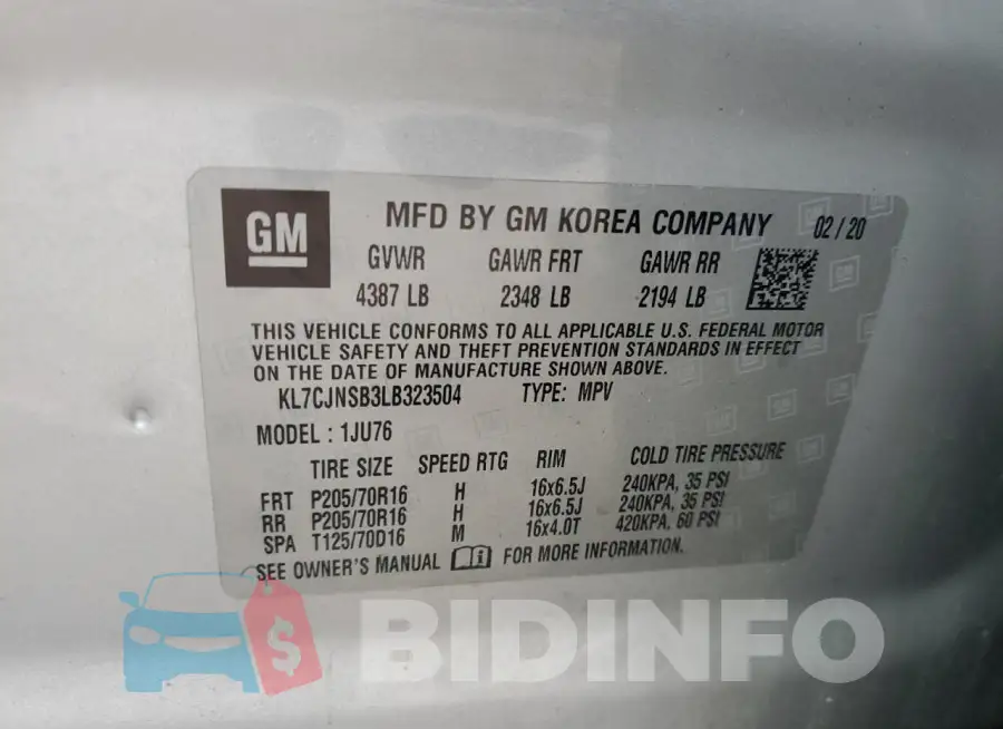 KL7CJNSB3LB323504 Photo# 13