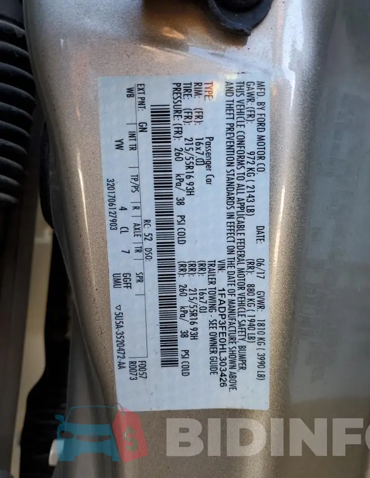 1FADP3FE0HL303426 Photo# 12
