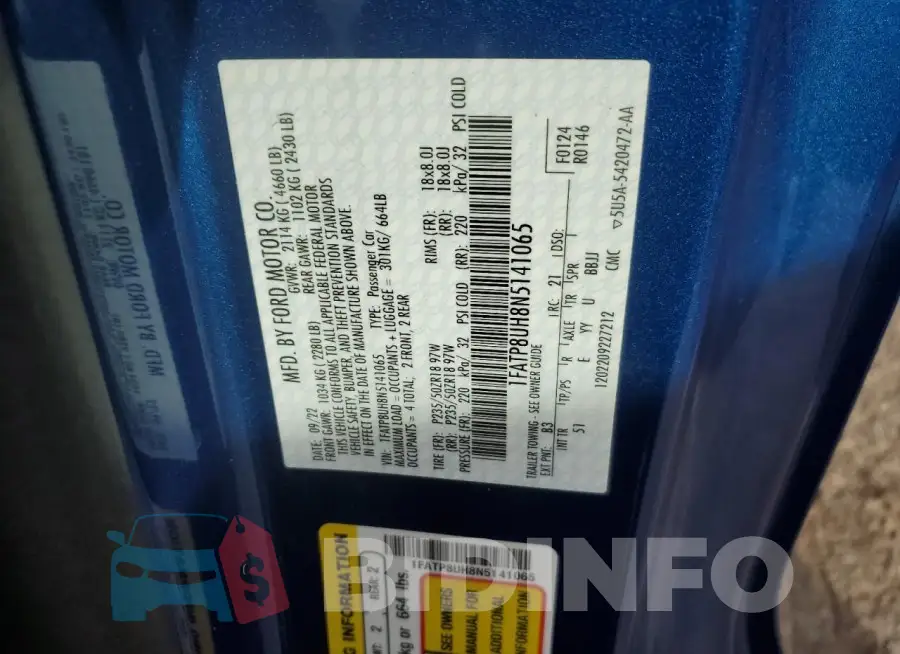 1FATP8UH8N5141065 Photo# 12