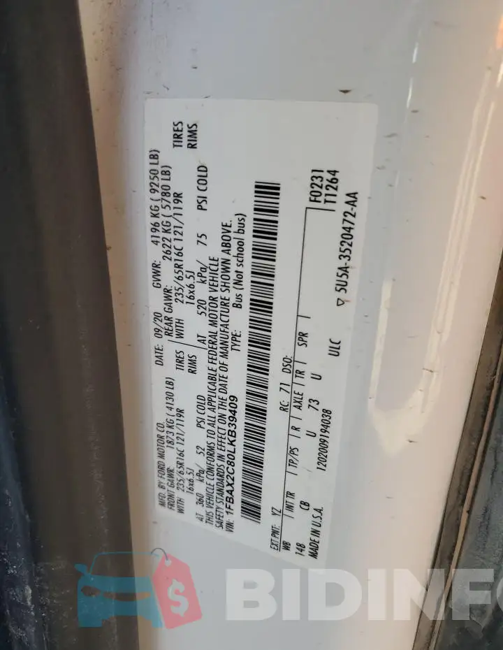 1FBAX2C80LKB39409 Photo# 13