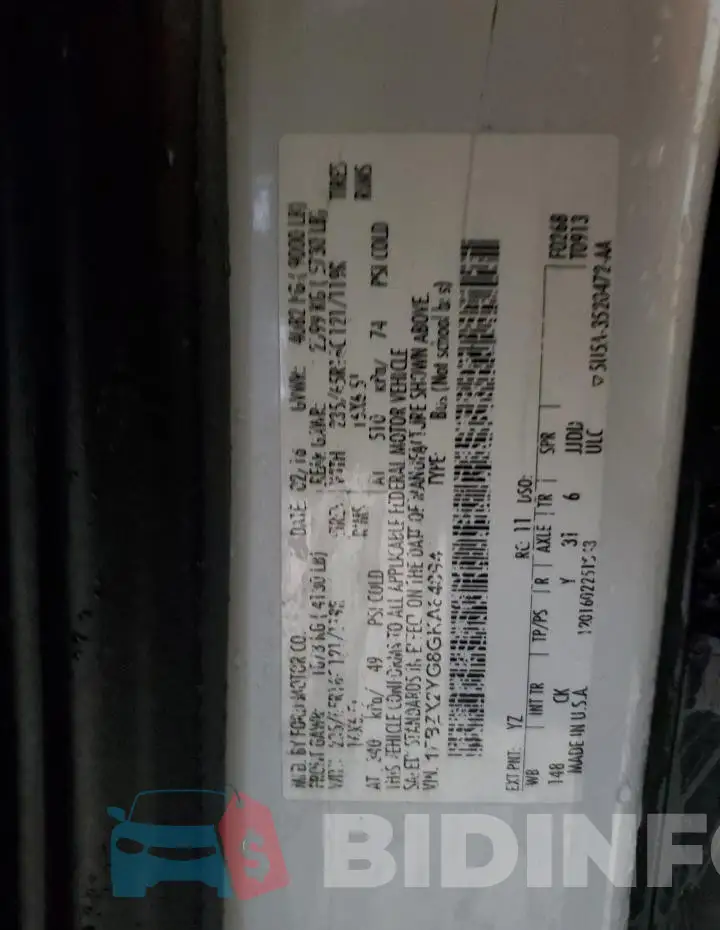 1FBZX2YG8GKA84894 Photo# 13