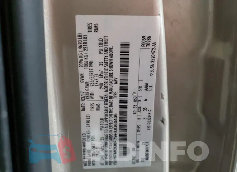 1FMCU0F79HUD60406 Photo# 13