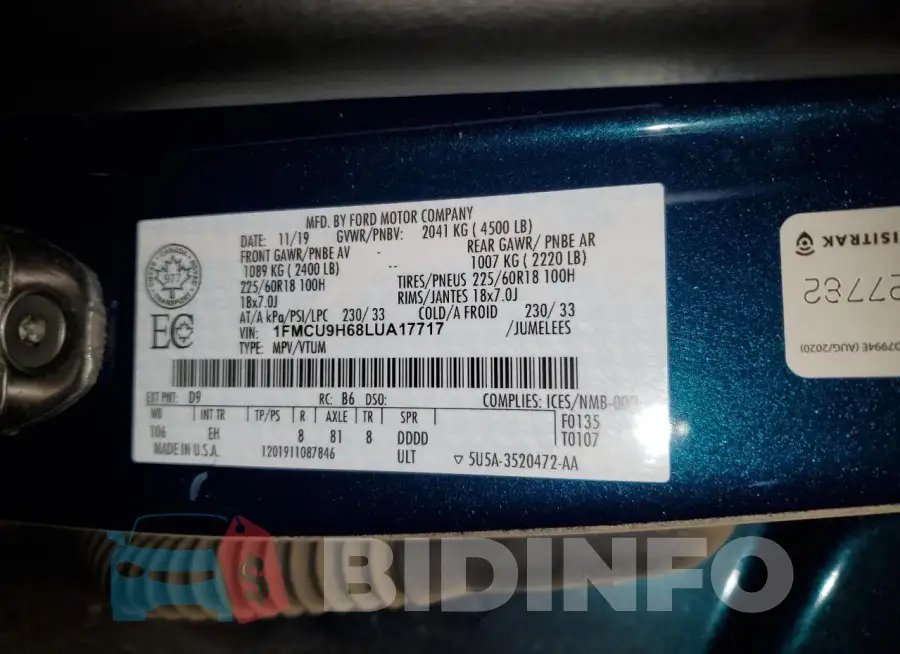 1FMCU9H68LUA17717 Photo# 13