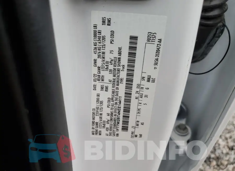 1FT7W2BT4NEE14411 Photo# 12