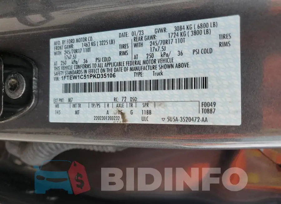 1FTEW1C51PKD35106 Photo# 13