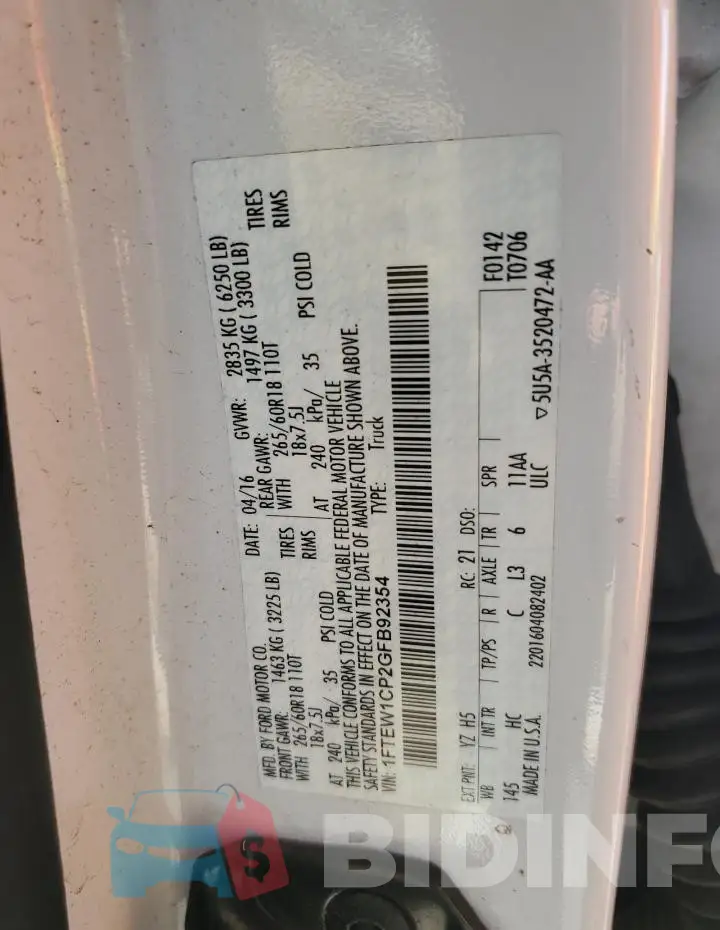 1FTEW1CP2GFB92354 Photo# 12